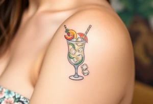 Fun caribbean cruise cocktail with lots of garnishes and ice tattoo idea