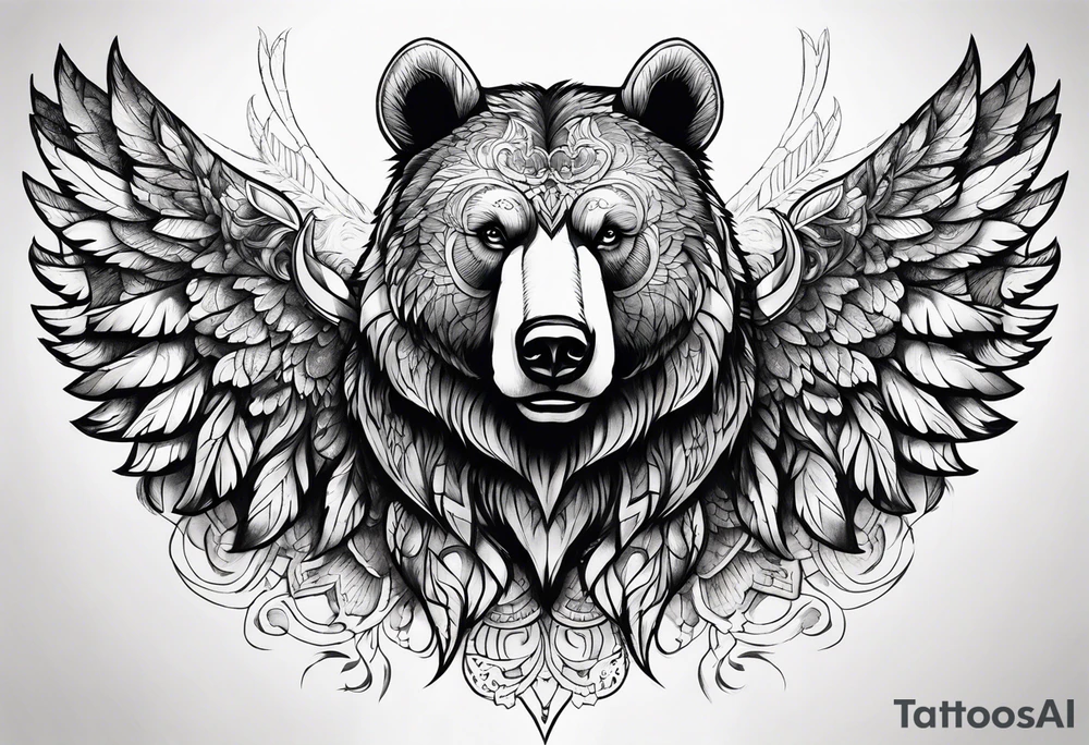 Winged bear tattoo idea