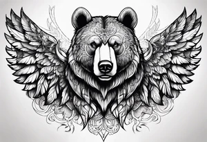 Winged bear tattoo idea