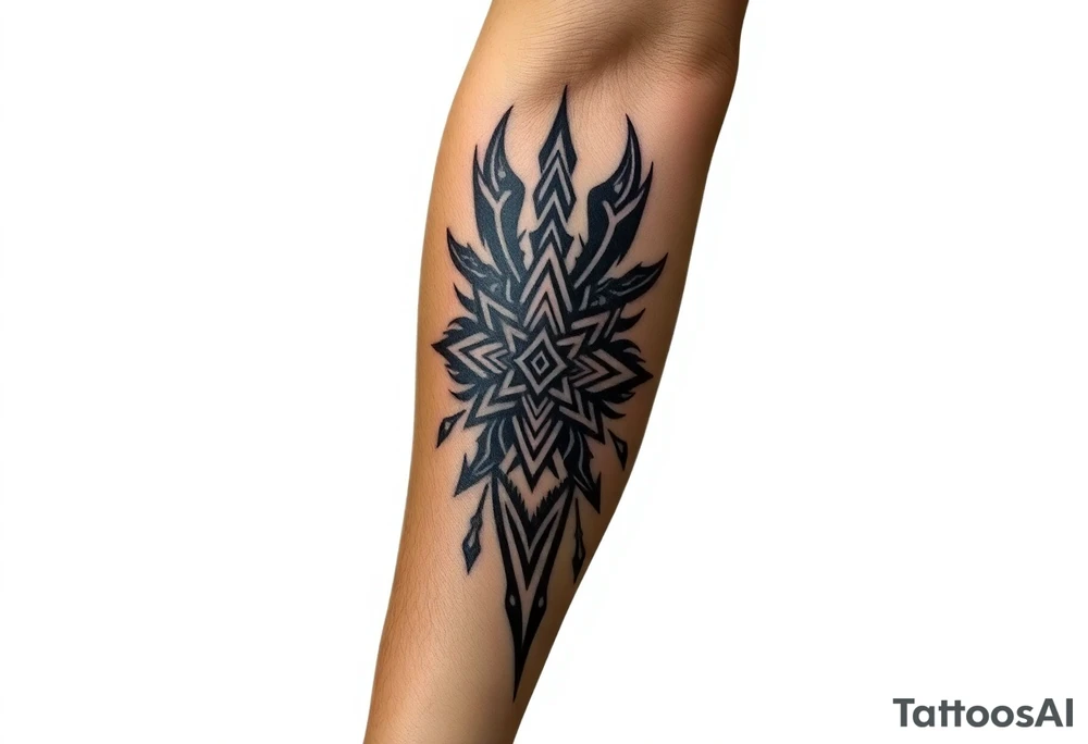 arawak indo tribe tribal half arm sleeve tattoo idea