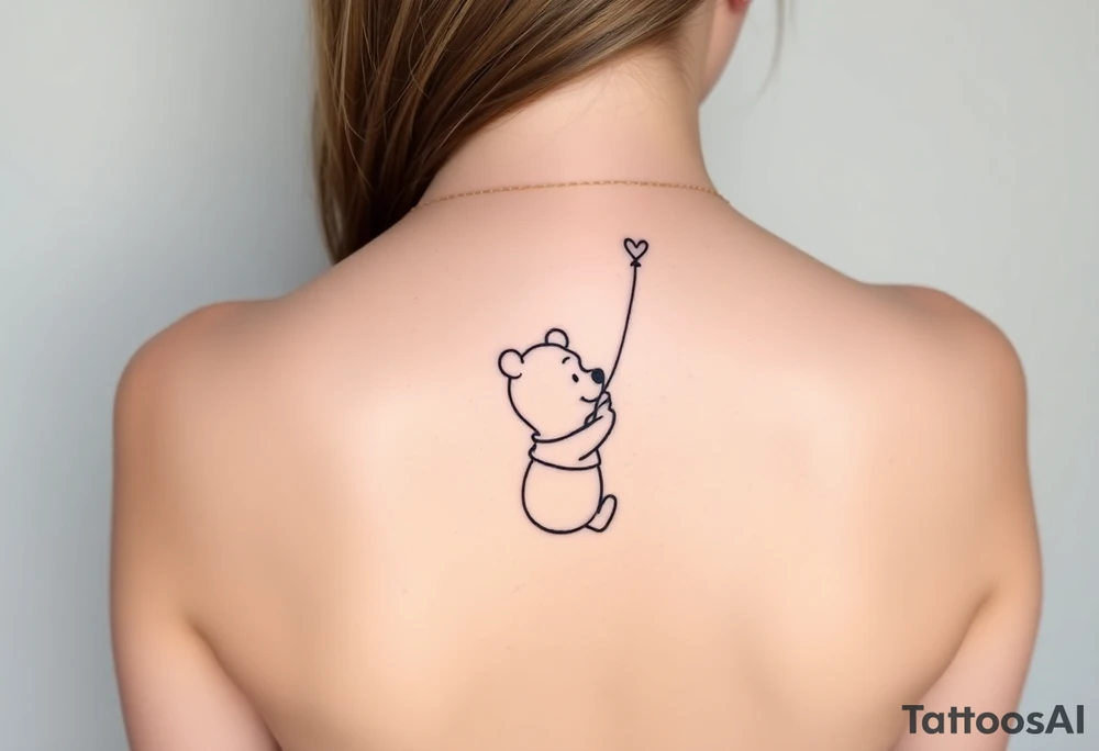 Winnie the pooh with a heart balloon tattoo idea