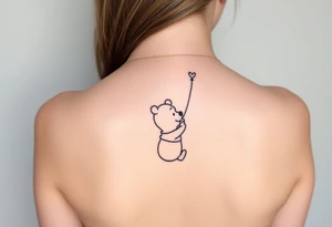 Winnie the pooh with a heart balloon tattoo idea