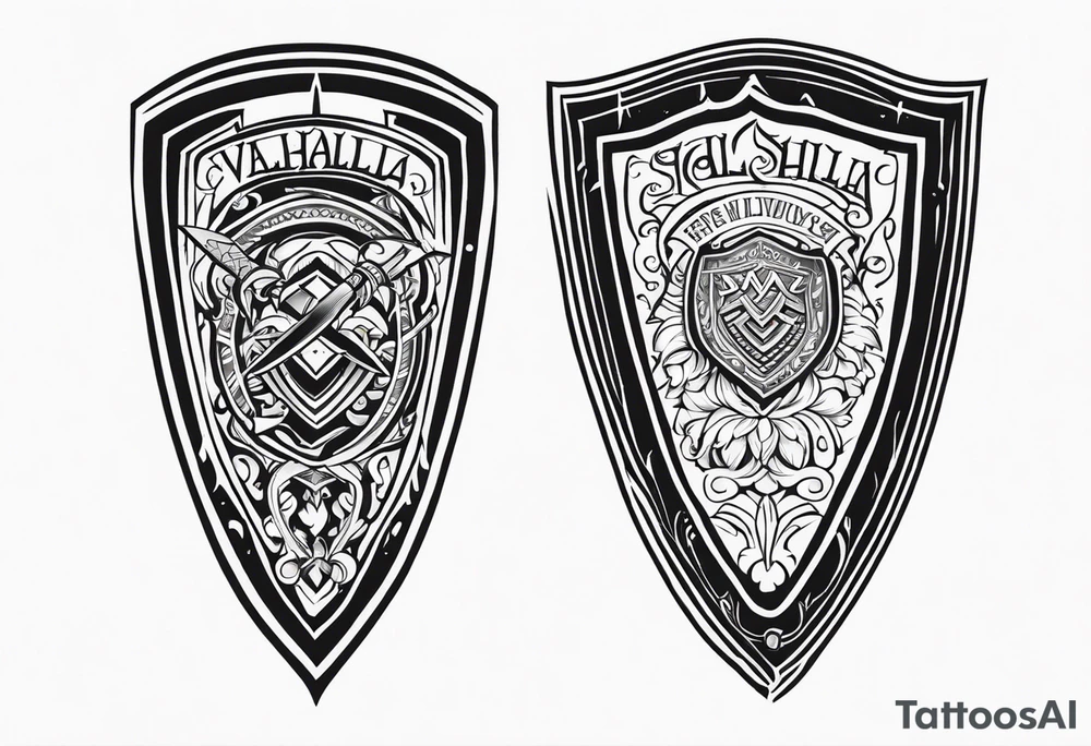 Valhalla sword shield tattoo idea