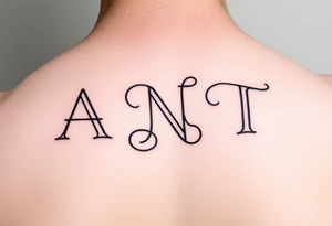 Fine line letters A,N & T monogram connected together overlapping lines tattoo idea