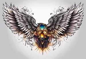 wings with a halo above them tattoo idea