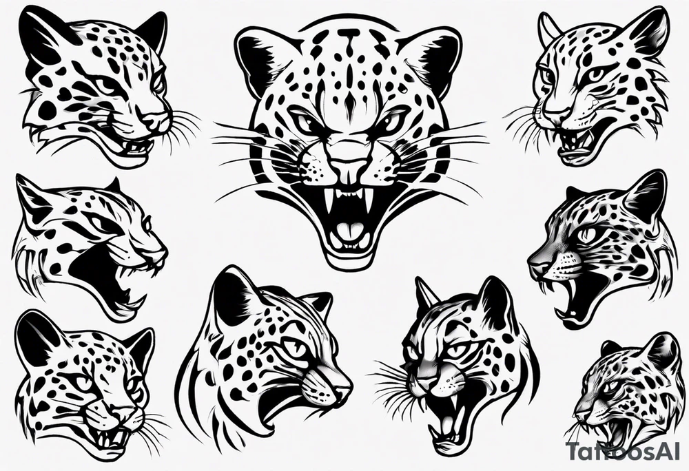 robitic ocelot roar tattoo idea