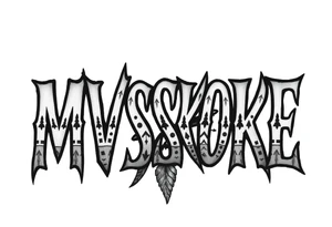 The word “MVSKOKE” shaded with Native American print tattoo idea