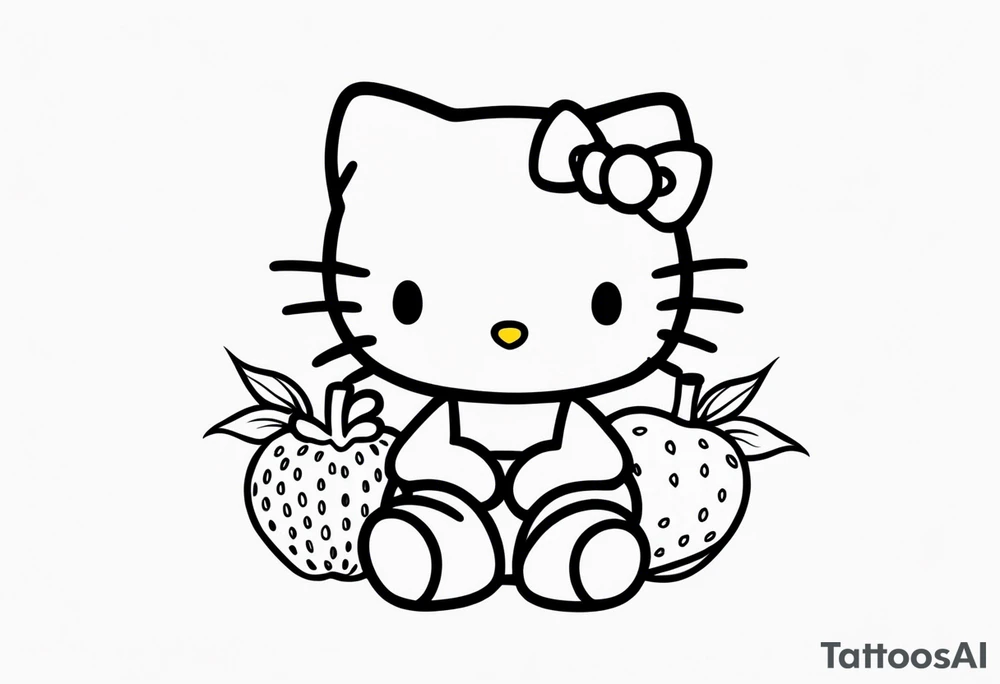 hello kitty with strawberry tattoo idea