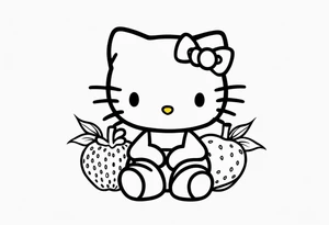 hello kitty with strawberry tattoo idea