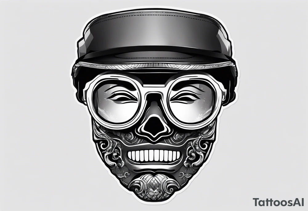 dokkaebi mask with glasses tattoo idea