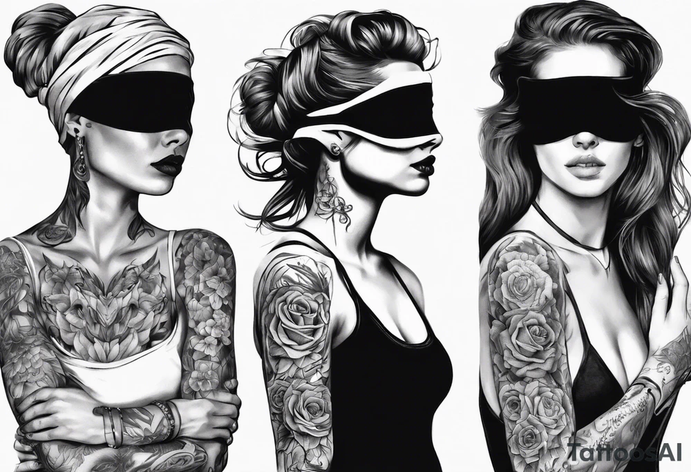 woman with blindfold tattoo idea