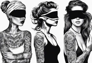 woman with blindfold tattoo idea