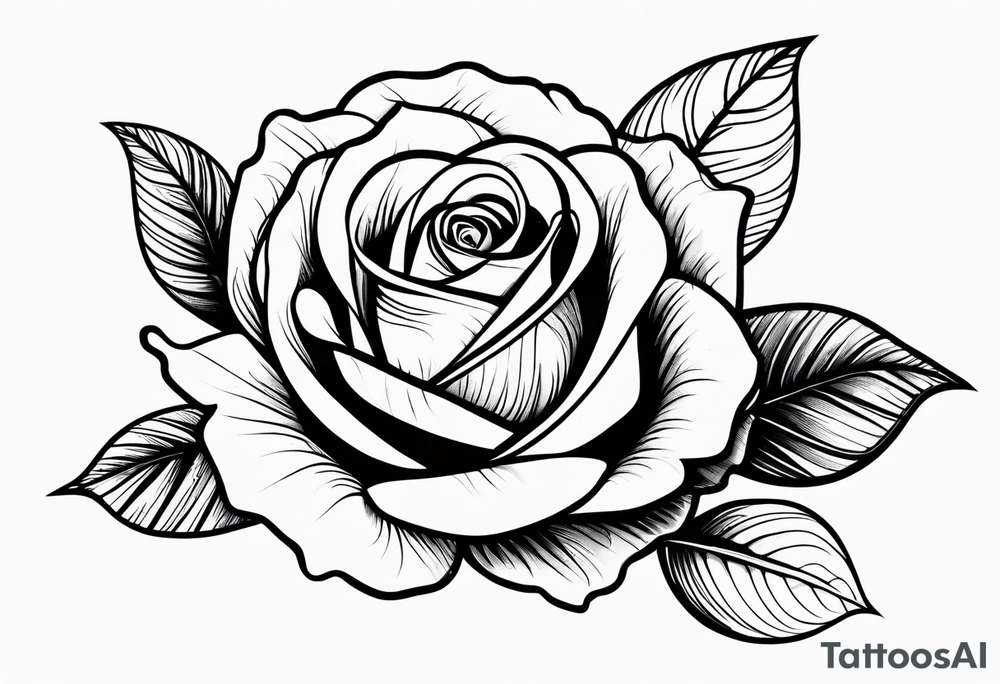 A rose with a few leaves tattoo idea