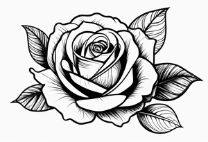 A rose with a few leaves tattoo idea