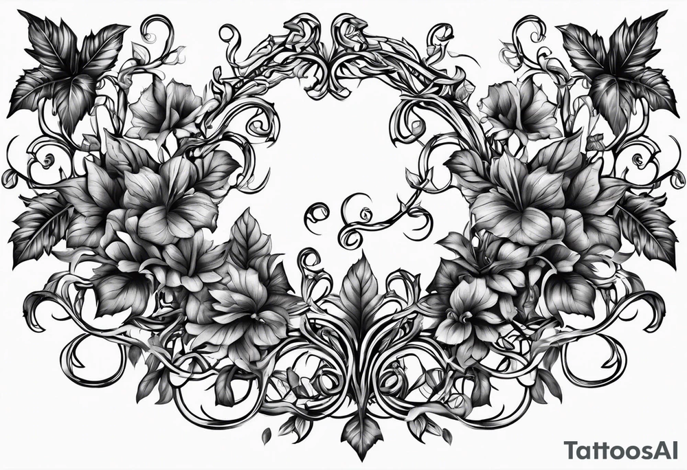 Leafy vines with chain tattoo idea