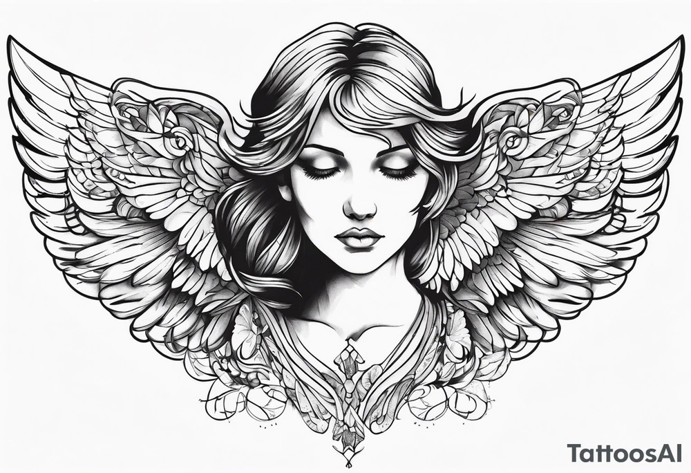 angel with wings outstretched incorporating digital or electronic elements into the design tattoo idea