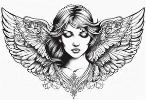 angel with wings outstretched incorporating digital or electronic elements into the design tattoo idea