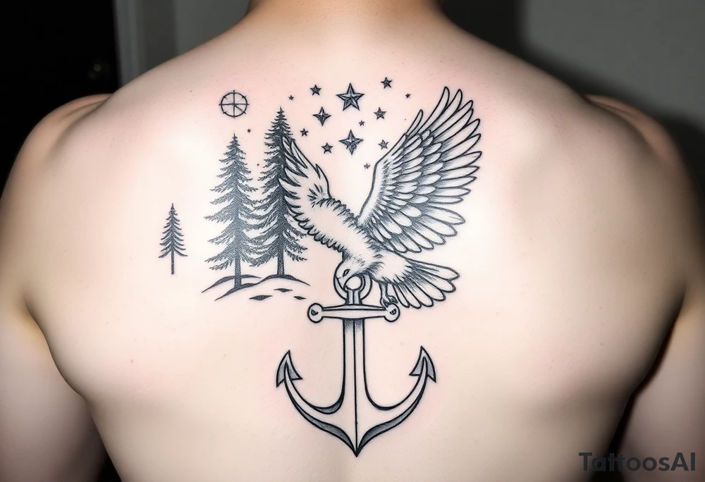 Father time/Keeper of the stars, Trees, anchor,
Canadian Air force eagle tattoo idea