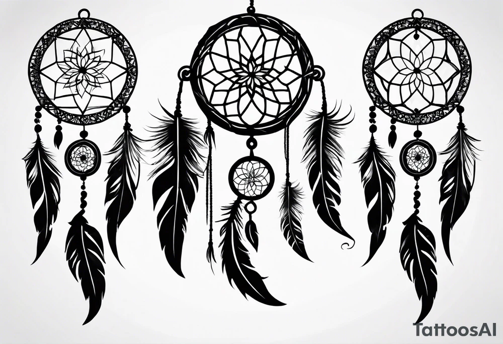 A black and white detailed dream catcher with a lot of shading tattoo idea