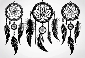 A black and white detailed dream catcher with a lot of shading tattoo idea