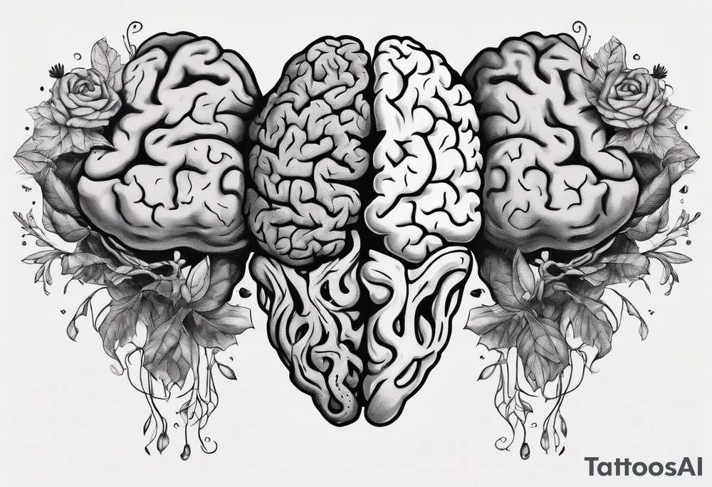 Left half human brain and right half human heart tattoo idea Left half human brain and right half human heart tattoo idea
