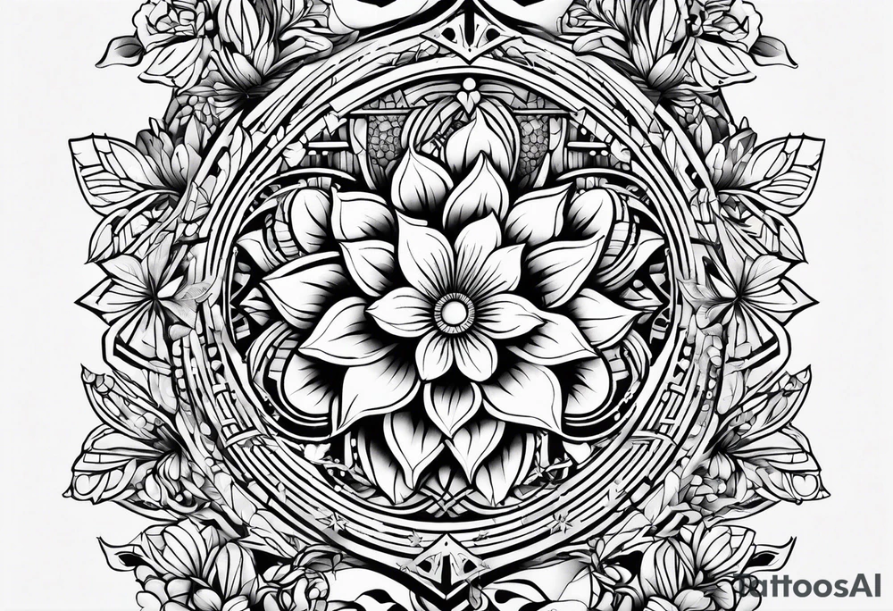 Épaule fleurs  losange tattoo idea