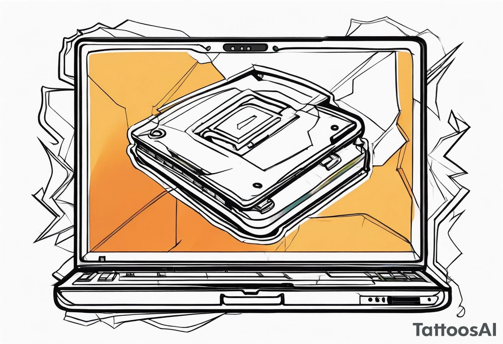 Broken laptop tattoo idea