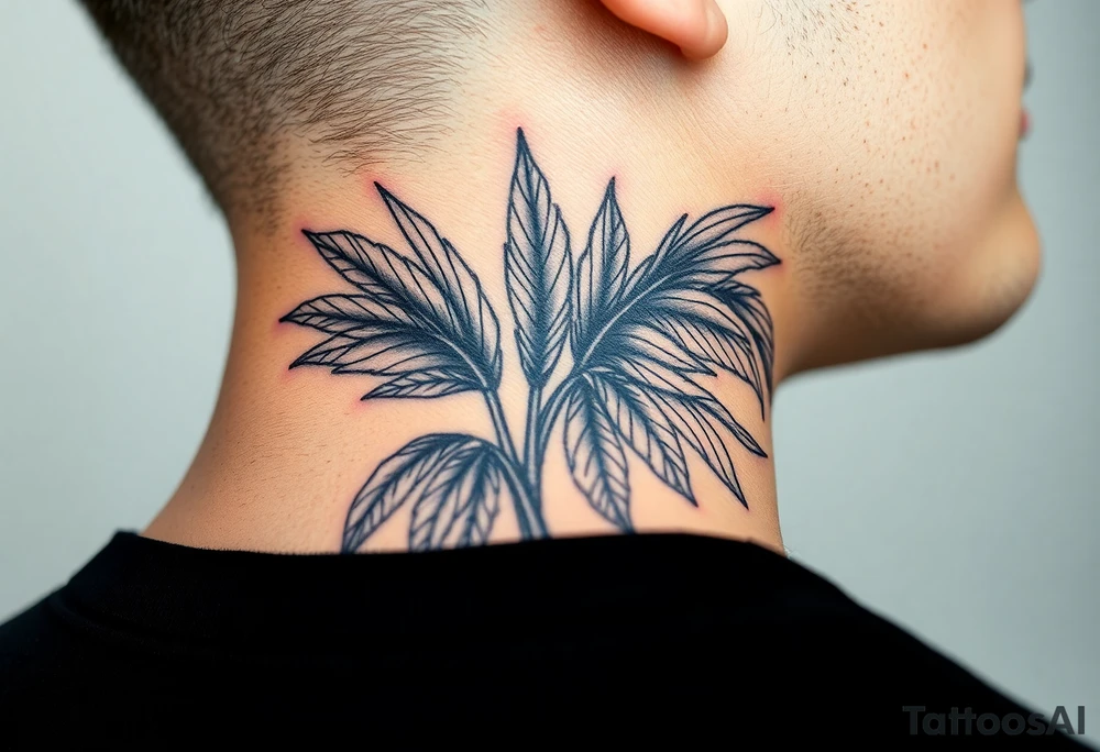 large woven palm leaves tattoo idea