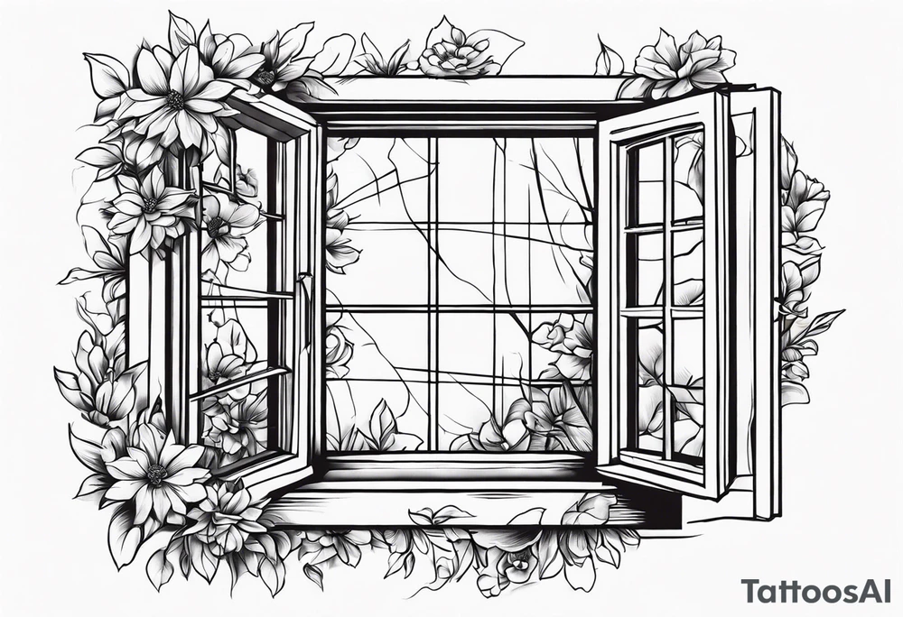 Broken window, flowers, beauty, look into my eyes tattoo idea Broken window, flowers, beauty, look into my eyes tattoo idea