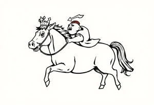 king fat pig in a battle with a horse tattoo idea