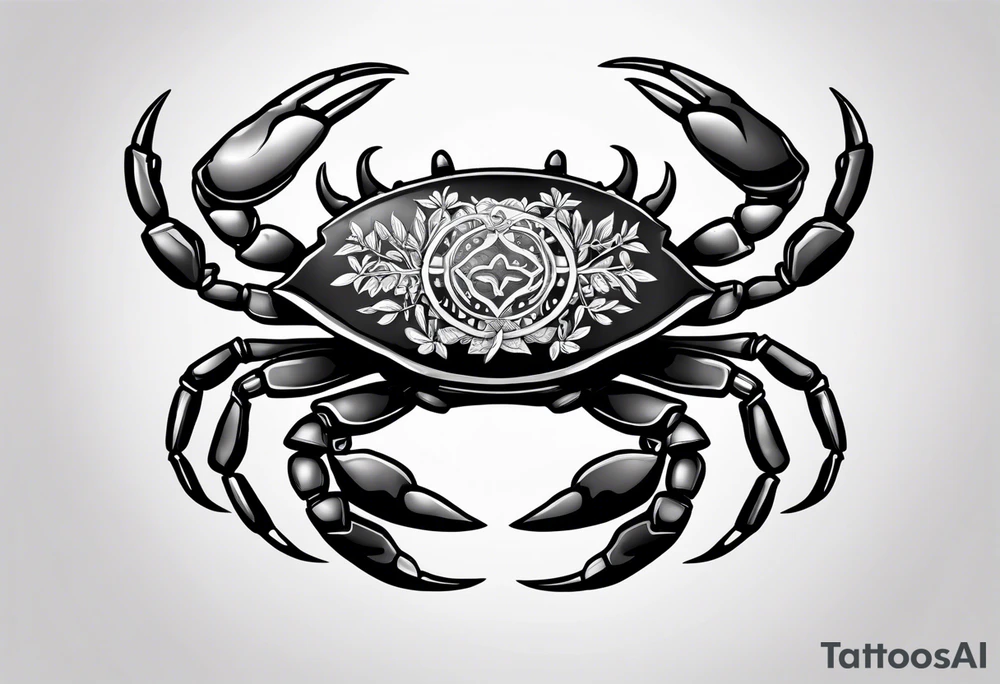 Zodiac crab with tree of life tattoo idea