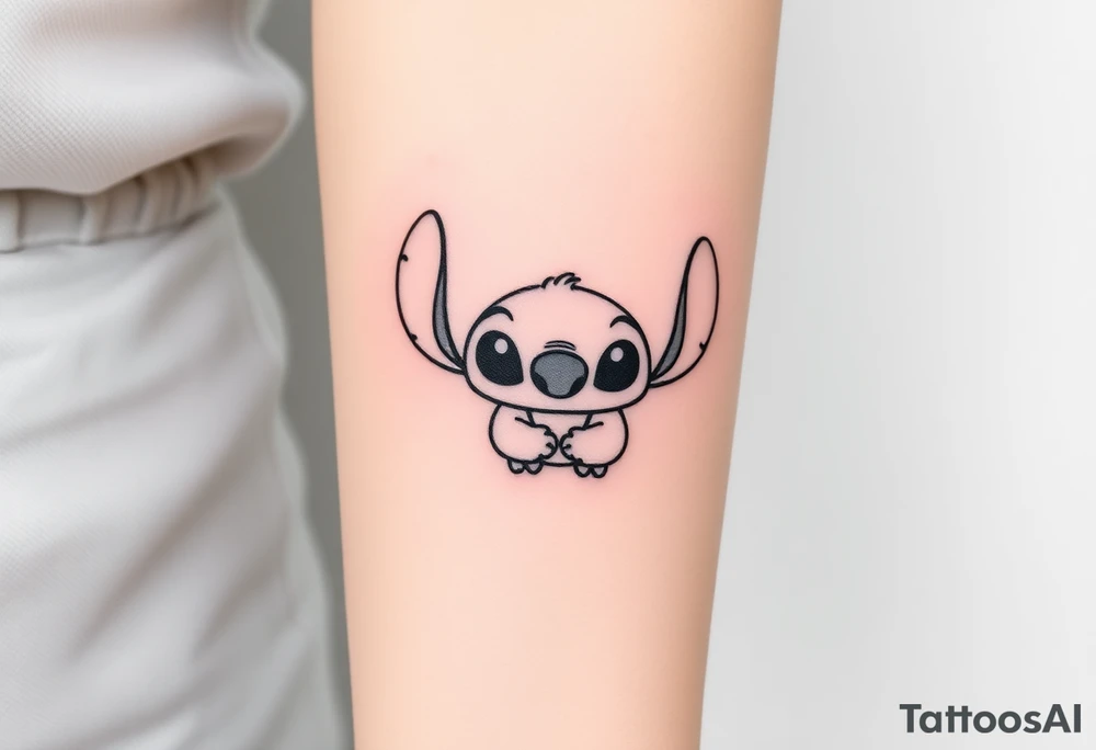 Disney's stitch character with the names Ava and Zaleea tattoo idea