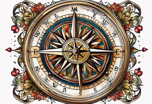 vintage compass tattoo idea