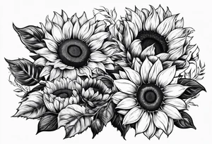 stamp  and sunflowers inside tattoo idea