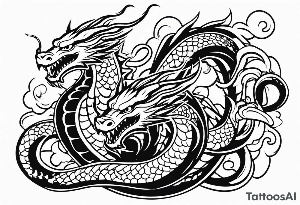 dragon fighting with snake tattoo idea