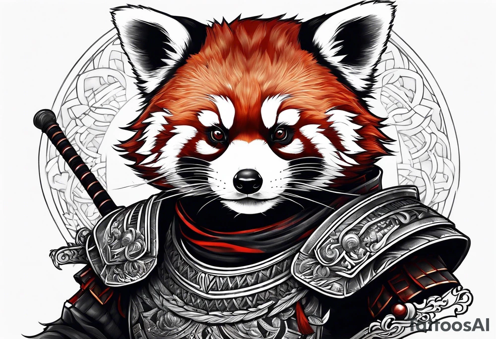 Red panda samurai armor tattoo idea