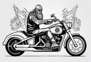 Motorcycle front view with viking tattoo idea