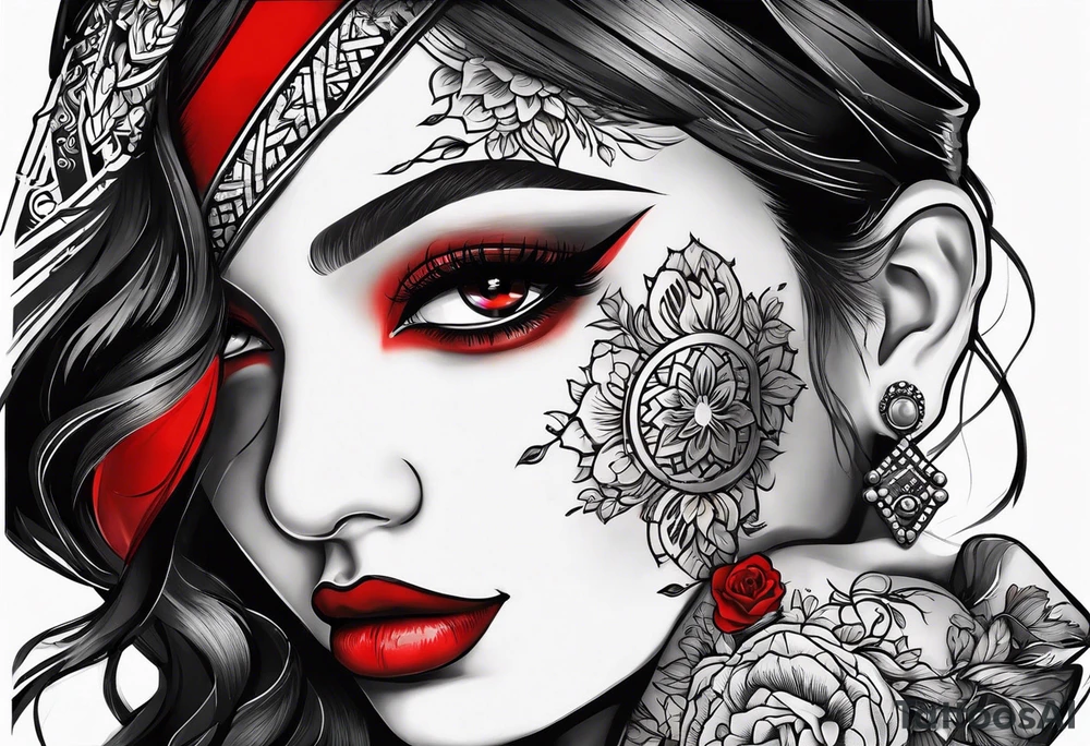 Red and black ink on fingers tattoo idea