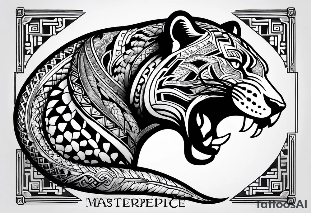 aztec black jaguar with snake tattoo idea