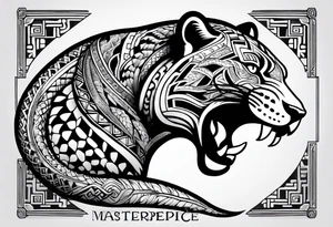 aztec black jaguar with snake tattoo idea