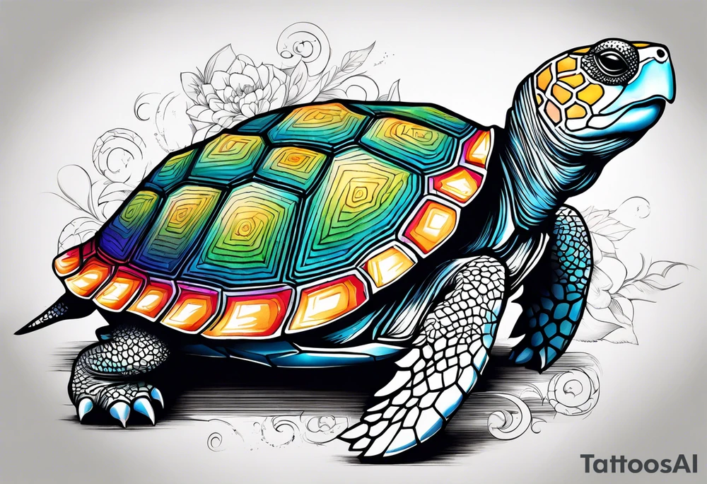 Colourful tortoise tattoo idea