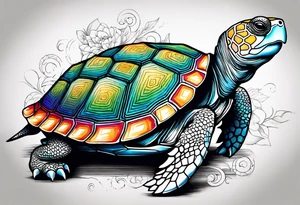 Colourful tortoise tattoo idea