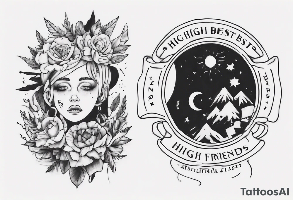 A matching tattoo about high best friends and existential crisis tattoo idea