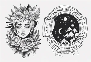 A matching tattoo about high best friends and existential crisis tattoo idea