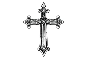 Gothic style cross with sword handle tattoo idea
