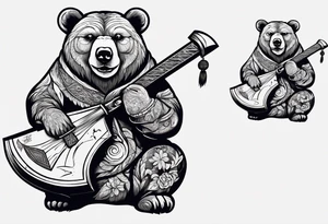 anthropomorphic bear with a two-handed ax tattoo idea