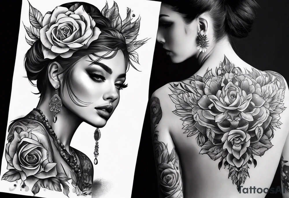 full body tattoo on the back from top to bottom on paper tattoo idea