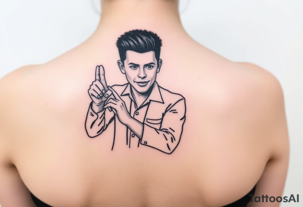 Rick Astley Never Gonna Give You Up Shaking Hands Left to Right Dance Pose tattoo idea
