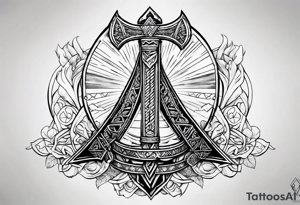Valhalla valknut sword axe tattoo idea