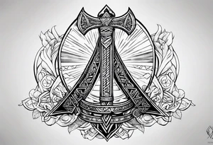 Valhalla valknut sword axe tattoo idea